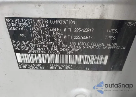 2014 Toyota Rav4 Le из США, поврежденный, VIN JTMBFREVXED079645